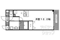 京都地下鉄東西線 西大路御池駅 徒歩8分の賃貸マンション 4階ワンルームの間取り