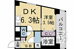 JR東海道・山陽本線 京都駅 徒歩22分の賃貸マンション 8階1DKの間取り