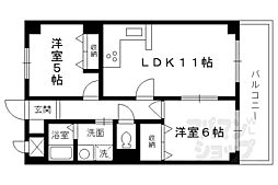 JR東海道・山陽本線 西大路駅 徒歩5分の賃貸マンション 5階2LDKの間取り