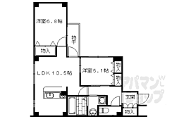 コモド御所南 2LDKの間取図画像