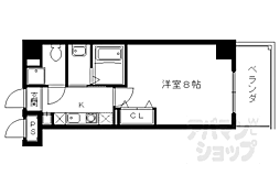 阪急京都本線 西京極駅 徒歩5分の賃貸マンション 3階1Kの間取り