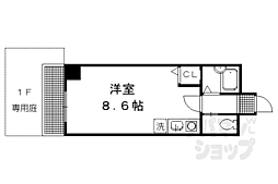 イクスピリオド京都河原町 1階ワンルームの間取り