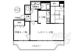 メロディーハイム堺町 6階2LDKの間取り