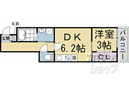 京都地下鉄東西線 二条駅 徒歩15分の賃貸マンション 4階1DKの間取り