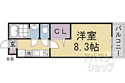京都地下鉄東西線 二条駅 徒歩15分の賃貸マンション 3階1Kの間取り