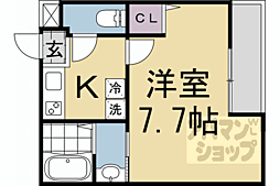 京都地下鉄東西線 西大路御池駅 徒歩10分の賃貸マンション 1階1Kの間取り