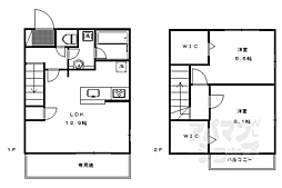 JR山陰本線 嵯峨嵐山駅 徒歩13分の賃貸アパート 1階2LDKの間取り