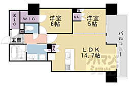プレミスト京都四条堀川 2階2LDKの間取り