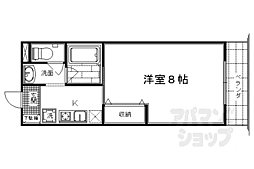 阪急京都本線 西院駅 徒歩15分の賃貸マンション 4階1Kの間取り