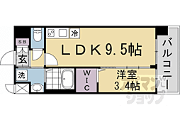 京都市営烏丸線 十条駅 徒歩4分の賃貸マンション 7階1LDKの間取り