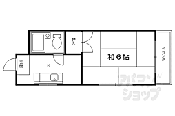 京都地下鉄東西線 太秦天神川駅 徒歩3分の賃貸マンション 3階1Kの間取り