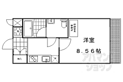 京都地下鉄東西線 二条城前駅 徒歩10分の賃貸マンション 2階1Kの間取り
