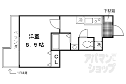 ＭｏＮｏ　Ｃｉｅｌ二条城 2階1Kの間取り