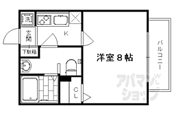 JR山陰本線 花園駅 徒歩14分の賃貸アパート 2階1Kの間取り