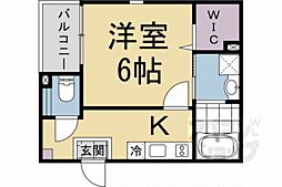 JR山陰本線 花園駅 徒歩8分の賃貸アパート 1階1Kの間取り