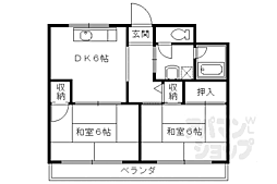 阪急京都本線 西院駅 徒歩13分の賃貸マンション 4階2DKの間取り