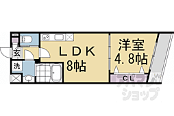 JR山陰本線 嵯峨嵐山駅 徒歩6分の賃貸マンション 2階1LDKの間取り