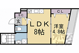 JR山陰本線 嵯峨嵐山駅 徒歩6分の賃貸マンション 2階1LDKの間取り
