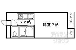 JR山陰本線 太秦駅 徒歩6分の賃貸マンション 4階1Kの間取り