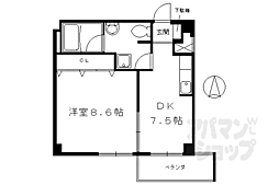 押小路・フラット 1DKの間取図画像