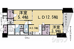 ブランズ京都河原町通 2LDKの間取図画像