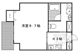 ヴェルデ御所東 1Kの間取図画像