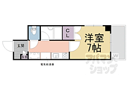 パインフィールド壬生 1Kの間取図画像