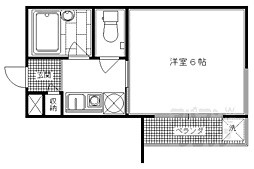 鳴滝グリーンハイツ 2階1Kの間取り
