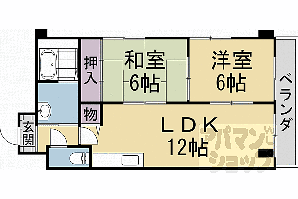 京都府京都市西京区山田四ノ坪町(賃貸マンション2LDK・2階・57.08㎡)の写真 その2