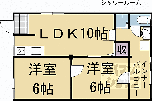 コジィ・ハイツ 202｜京都府京都市右京区梅津林口町(賃貸アパート2LDK・2階・46.60㎡)の写真 その2