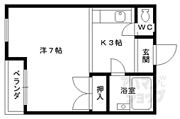 グランドールトキ 3階1Kの間取り