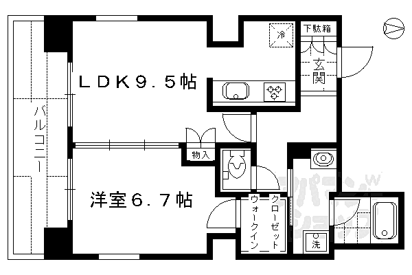 京都府京都市下京区西七条南東野町(賃貸マンション1LDK・10階・40.84㎡)の写真 その2