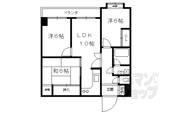 嵯峨西和 107｜京都府京都市右京区嵯峨五島町(賃貸マンション3LDK・1階・60.87㎡)の写真 その2