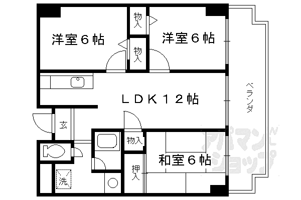 コープミール花園 203｜京都府京都市右京区花園木辻南町(賃貸マンション3LDK・2階・65.64㎡)の写真 その2