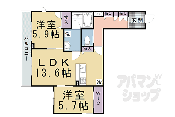 レフィシア西院 405｜京都府京都市右京区西院高山寺町(賃貸マンション2LDK・4階・64.27㎡)の写真 その2