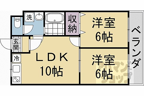 京都府京都市西京区山田南町(賃貸マンション2LDK・1階・43.74㎡)の写真 その2