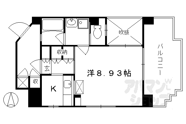 京都府京都市下京区西七条南衣田町(賃貸マンション1K・7階・28.24㎡)の写真 その2