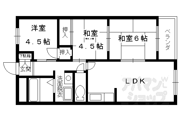 アップス嵯峨野 202｜京都府京都市右京区嵯峨野千代ノ道町(賃貸マンション3LDK・2階・60.00㎡)の写真 その2