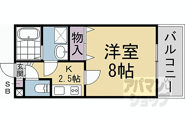 カーサウッド花園 307｜京都府京都市右京区花園春日町(賃貸アパート1K・3階・24.29㎡)の写真 その2