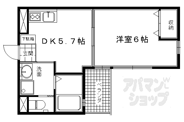 クオリティー嵯峨野 107｜京都府京都市右京区嵯峨野有栖川町(賃貸マンション1DK・1階・27.09㎡)の写真 その2