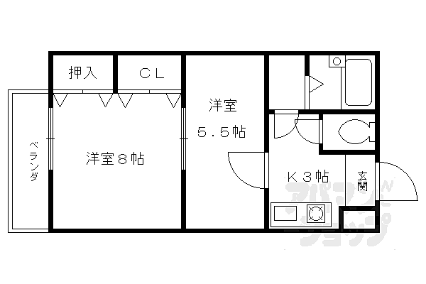 リ・ミラリオ 103｜京都府京都市右京区梅津中村町(賃貸マンション2K・1階・31.00㎡)の写真 その2