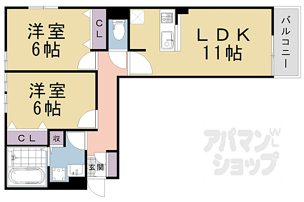 京都府京都市西京区牛ケ瀬弥生町(賃貸アパート2DK・2階・54.65㎡)の写真 その2