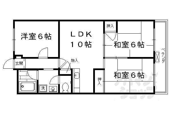 京都府京都市下京区西七条掛越町(賃貸マンション3LDK・10階・60.00㎡)の写真 その2