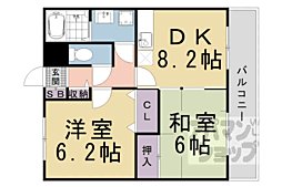 阪急京都本線 桂駅 徒歩14分の賃貸マンション 1階2DKの間取り