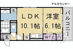 ソーニョ西京極 203 2階1LDKの間取り