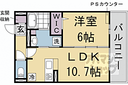 ソーニョ西京極 205 2階1LDKの間取り