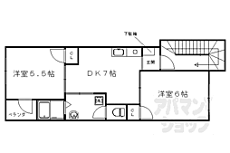 セーブルIII 3階2DKの間取り