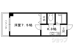 阪急京都本線 桂駅 徒歩15分の賃貸マンション 2階1Kの間取り