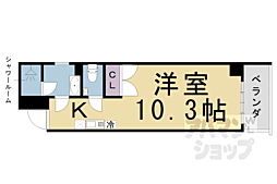 京都市営烏丸線 烏丸御池駅 徒歩8分の賃貸マンション 5階ワンルームの間取り
