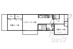 ｂｒｉｌｌａｎｔｅ鳥居本 2階2LDKの間取り